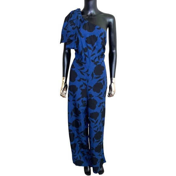 Kate Spade New York x Target Blue Floral One-Shoulder Linen Jumpsuit NWT Size 10 - Picture 2 of 13